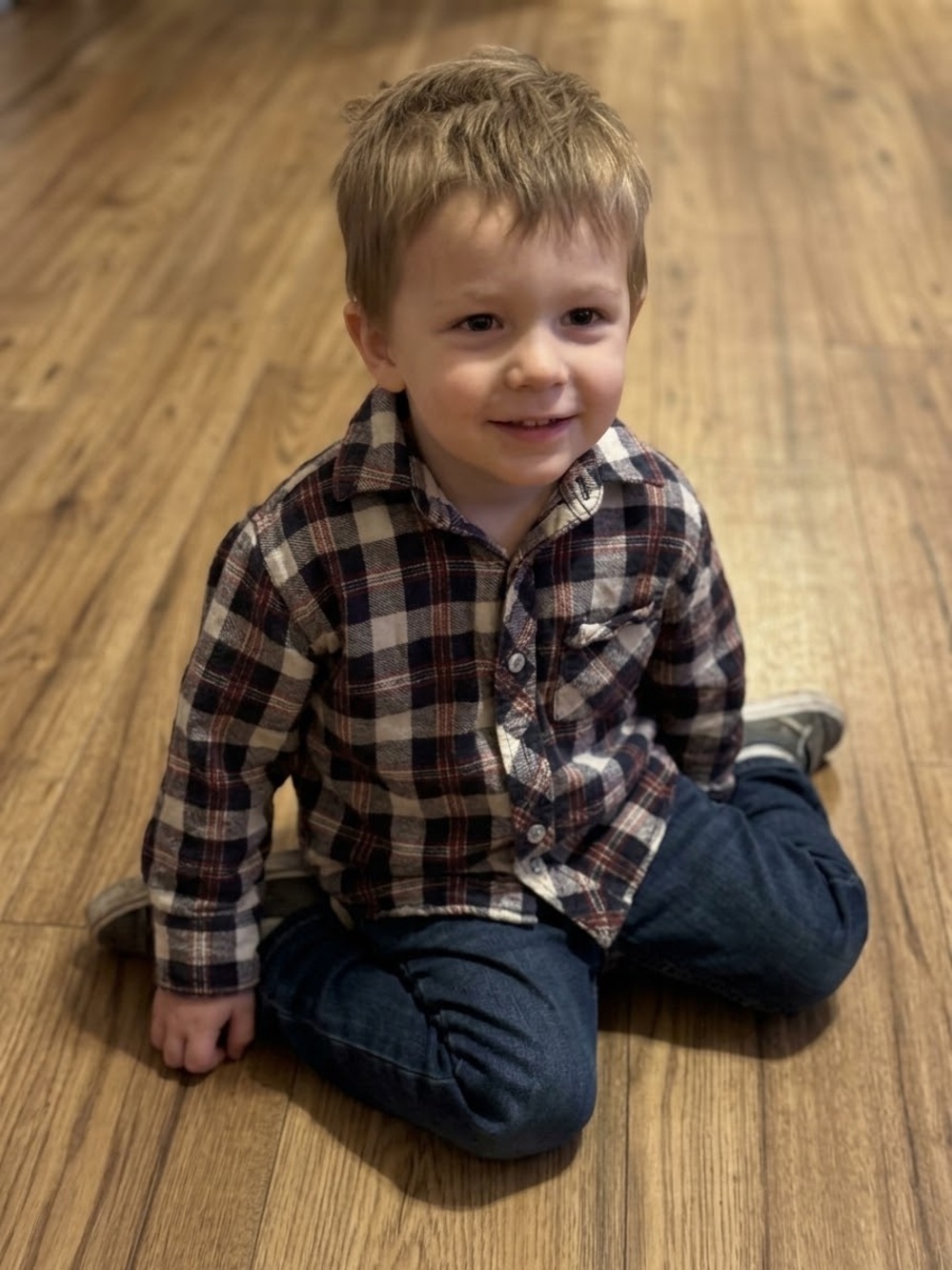 OshKosh B'gosh Brown, Cream & Navy Plaid Button-Down Shirt